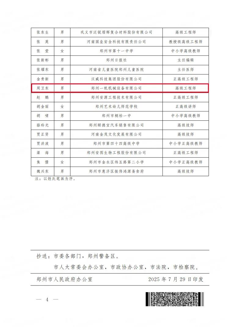 匠心筑梦三十载 创新领航谱新篇——德赢VWIN集团技术负责人周卫东荣获郑州市政府特殊津贴